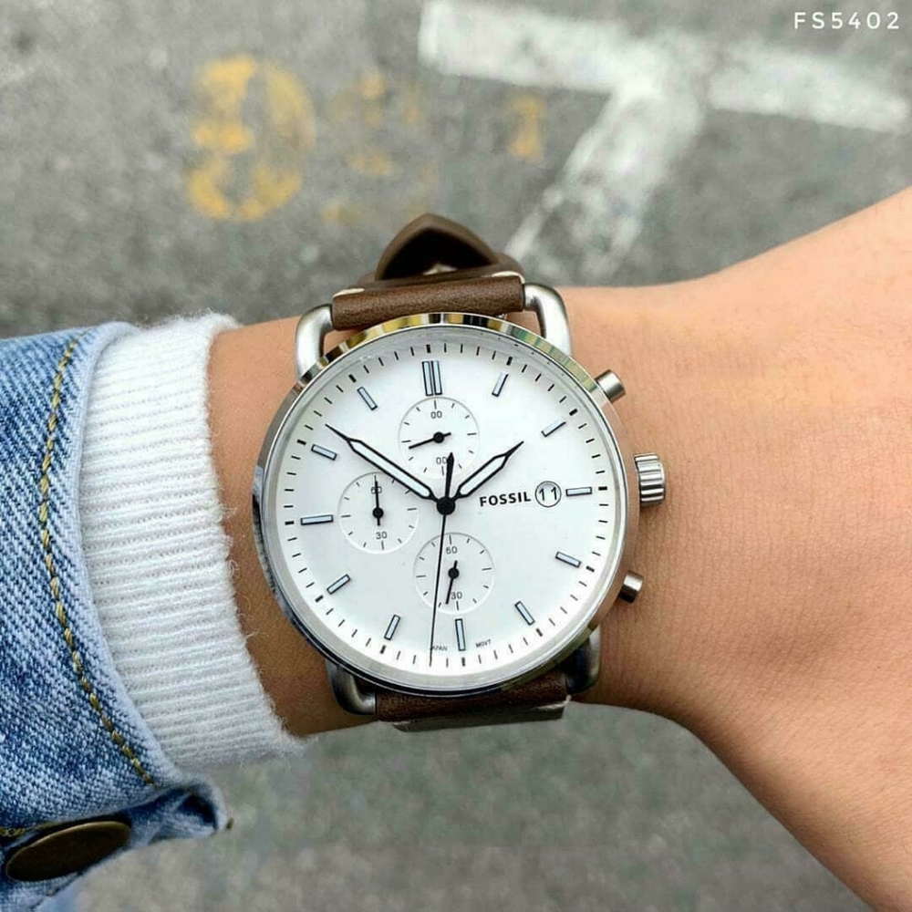 Fossil Watch Men's Commuter Stainless Steel/ Leath
